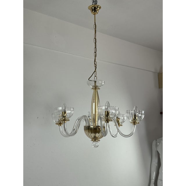 Gold Vintage Murano Glass Chandelier, 1980s For Sale - Image 8 of 15