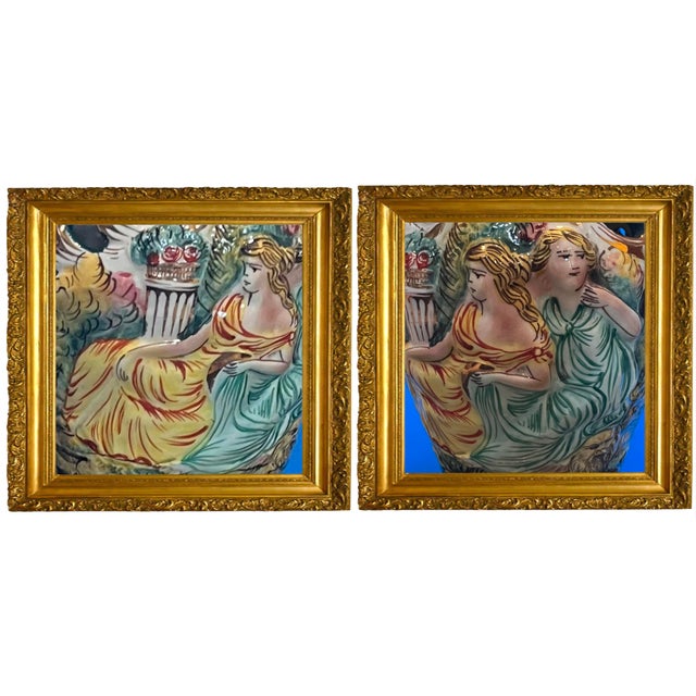 Mid 20th Century Capodimonte Porcelain Table Lamp: Garden Celebration With Mead For Sale - Image 5 of 12