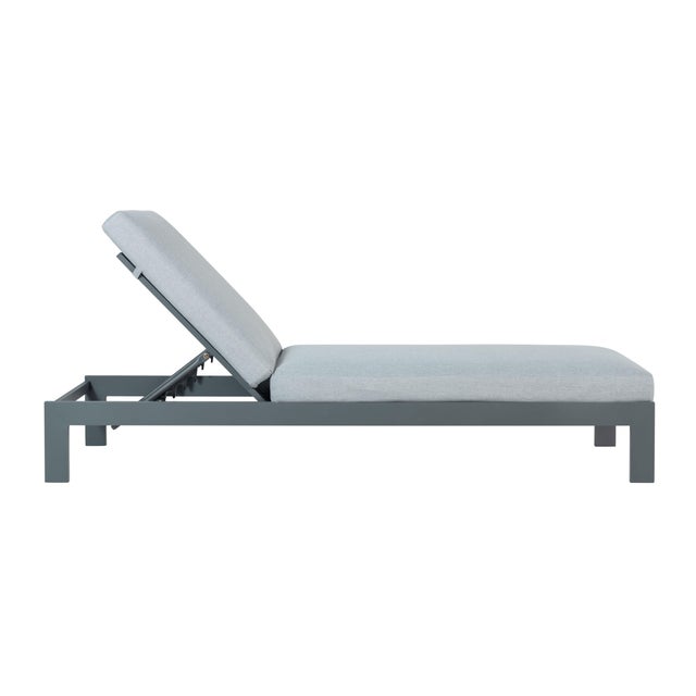 Modern Sardinia Outdoor Chaise With Aluminum Metal Frame - Gray For Sale - Image 3 of 11