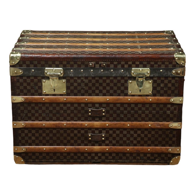 Checkerboard Trunk from Moynat, 1910s For Sale