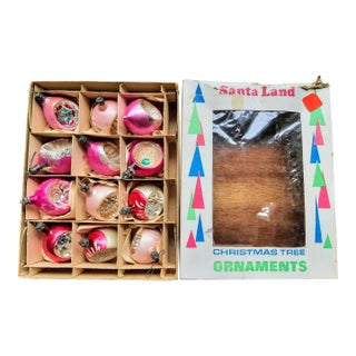 Christmas Box Pink Mercury Glass Ornaments For Sale