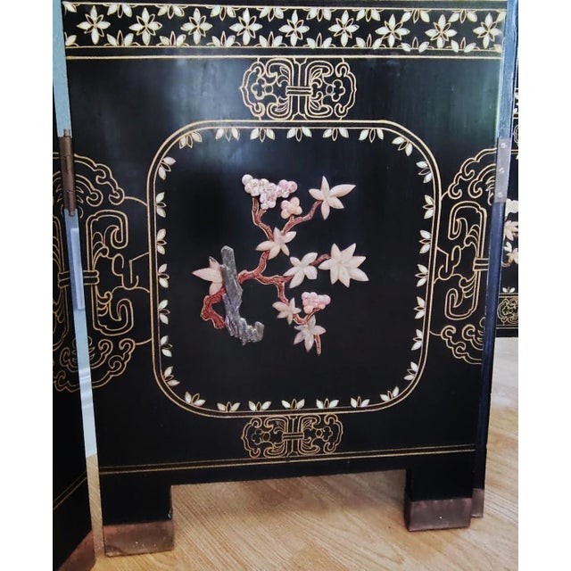 Mid 20th Century Chinese Export Six Panel Carved Soapstone Coromandel Screen For Sale - Image 12 of 16