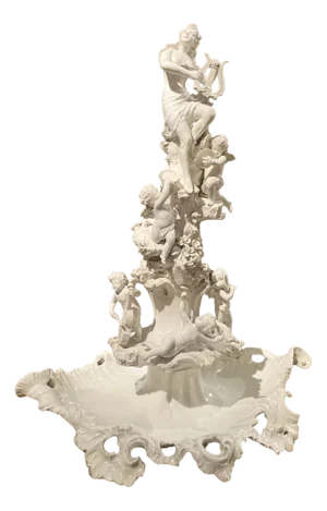 18th Century Italian Capodimonte White Glazez Porcelain Figural Stand Centerpiece