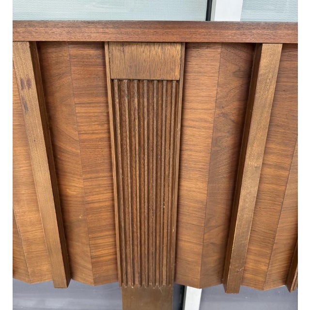 Wood 1970s Brutalist-Inspired King Size Headboard With Twin Metal Frames For Sale - Image 7 of 13