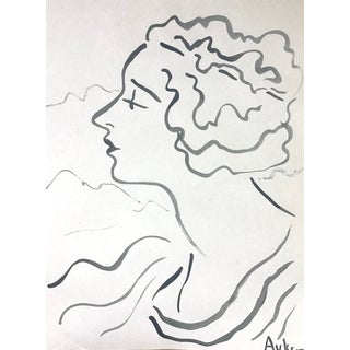 "The Hellenic Woman" Contemporary Minimalist Neoclassical Portrait Acrylic Painting by CL Auker For Sale