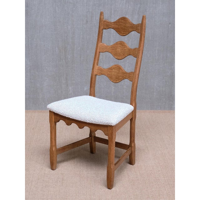 Danish Dining Chairs in Oak and Rubelli Bouclé by Henning Kjærnulf, 1960s, Set of 6 For Sale - Image 15 of 17