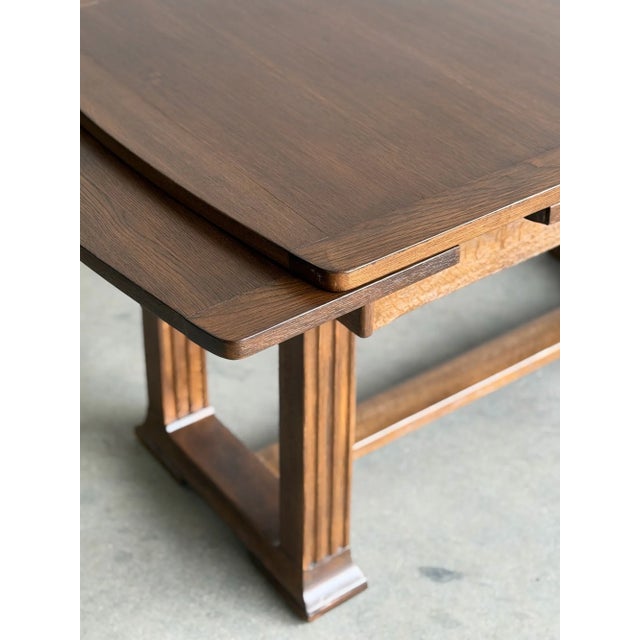 Art Deco 1940s Oak Draw Leaf Table For Sale - Image 3 of 11