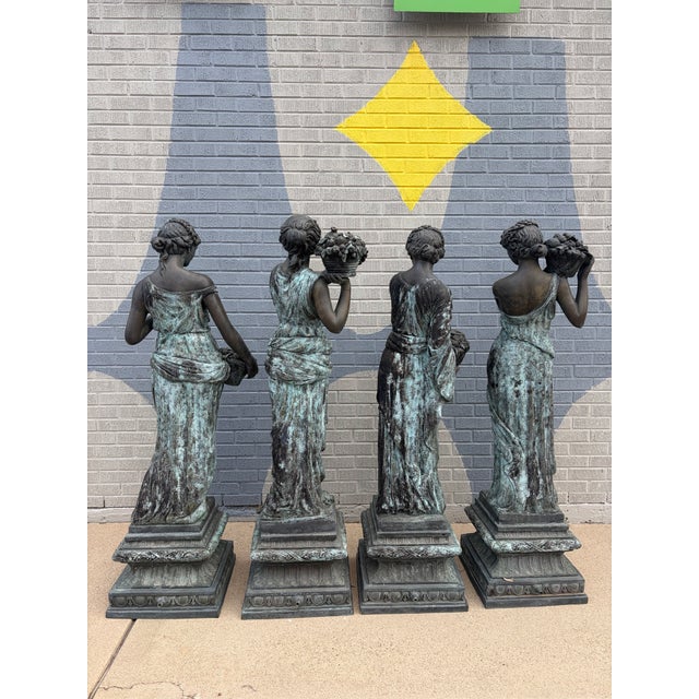 Late 20th Century Late 20th Century Set of Four “The Four Seasons” Monumental Bronze Garden Statues For Sale - Image 5 of 12