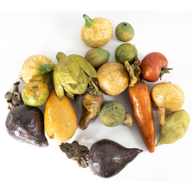 20th Century Group of Folk Art Paper Mache Faux Fruits and Vegetables