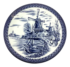 Large Vintage Porcelain Delftware Plate