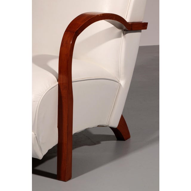 Vintage Art Deco Lounge Chairs in White Leather, 1950s, Set of 2 For Sale - Image 10 of 14