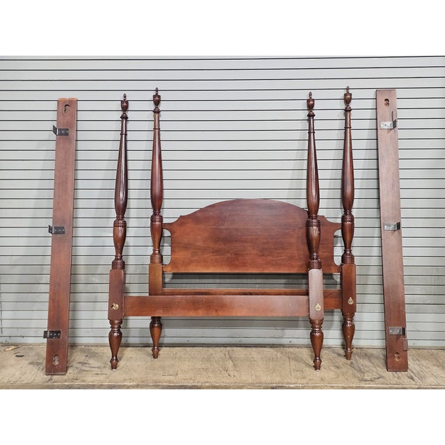 Late 20th Century Craftique Mahogany Full Size Four Post Carved Bed Made in North Carolina For Sale - Image 4 of 9