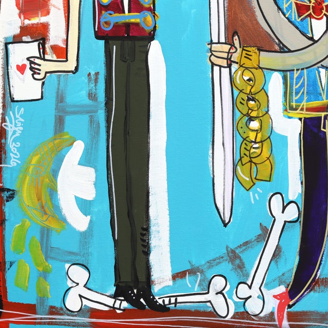 l'Altra Parte - Original Red Multicolor Cubist Figurative Mixed Media Acrylic Painting on Canvas For Sale - Image 4 of 9