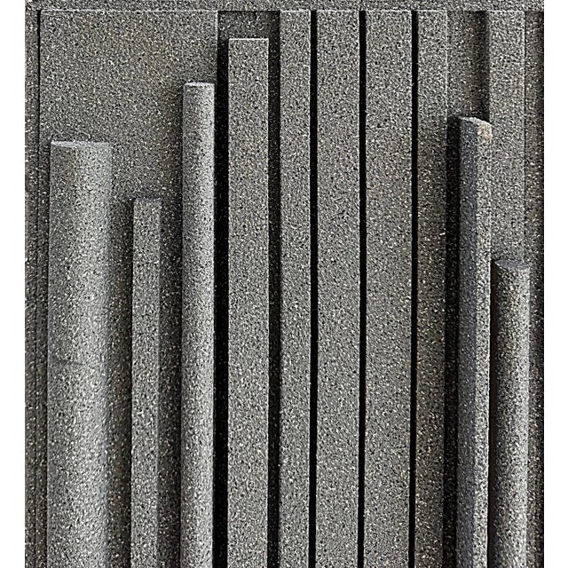 Lines of Stone Grey Hank Hecht Wood Assemblage Wall Sculpture, 2002 For Sale In Miami - Image 6 of 11