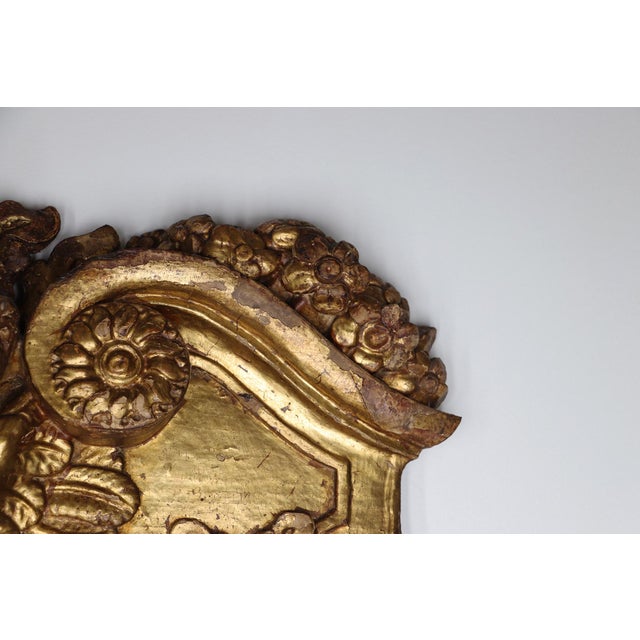 18th Century Large Portuguese Antique Wooden Cherub, Baroque Gold Leaf Angel, 18th Century, Sacred Sculpture For Sale - Image 5 of 12