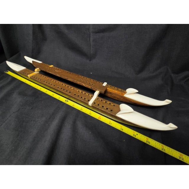 Vintage Cribbage Board Game - Style of John Roberts 20-3/4" Long With 10 Pegs For Sale - Image 9 of 17