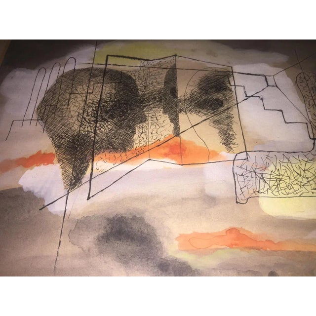 1950s 1950s Rathe Abstract Head Modernist Watercolor Painting For Sale - Image 5 of 8