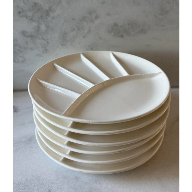 Ceramic Vintage Divided Ceramic Fondu Plates - Set of 6 For Sale - Image 7 of 9