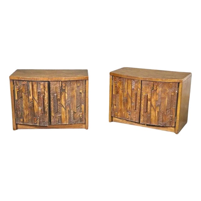 Mid 20th Century Brutalist Nightstands by Lane Furniture - 2 Pieces For Sale