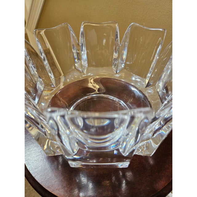 Late 20th Century Orrefors Large 9" Round Bowl "Corona" Pattern by Lars Hellsten For Sale - Image 5 of 6