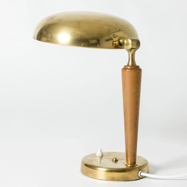 Mid-Century Modern Modern Swedish Brass Table Lamp, 1940s For Sale - Image 3 of 8