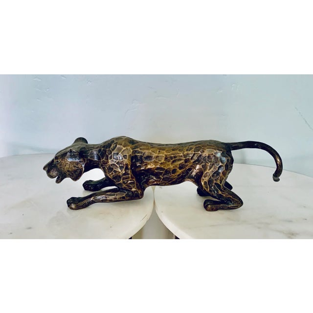 Fantastic 1960s vintage bronze 17” long panther figure Perfect for an entrance table, mantel or office Light scratches on...
