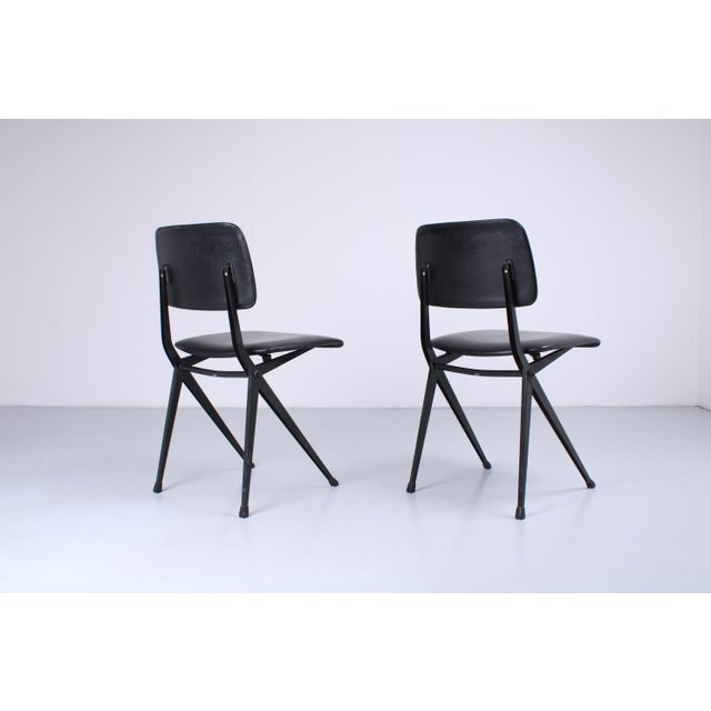 Mid-Century Modern Black Skai Compass Pyramid Chairs by Marko, 1960s, Set of 2 For Sale - Image 3 of 18