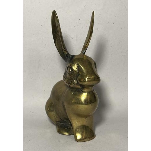 Mid 20th Century Vintage Solid Brass Bunny Rabbit Figurine For Sale - Image 5 of 12