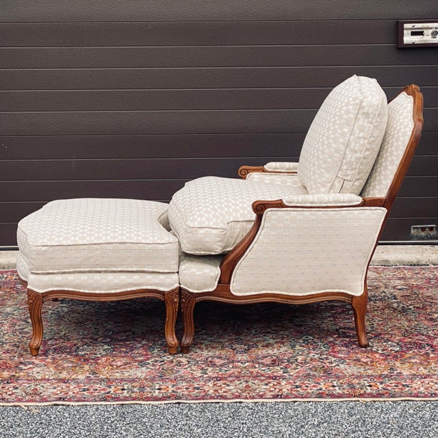 Reupholstered Henredon Fine Furniture Louis XV French Bergere Chair & Ottoman Set Chairish