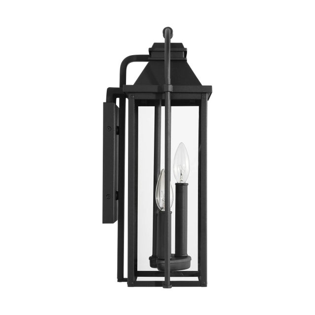 Transitional Sean Lavin by Visual Comfort Studio Wellsworth 3-Light Outdoor Small Lantern Sconce in Textured Black For Sale - Image 3 of 6
