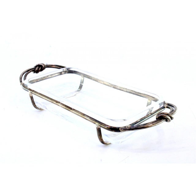 Glass Ring with Silver Structure and Knot-Shaped Handles For Sale - Image 4 of 7