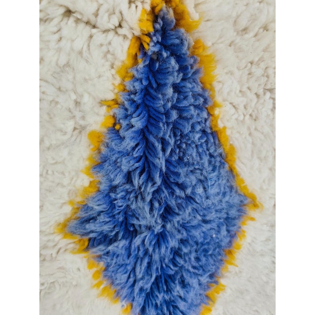 Ivory Azilal Ivory Diamond Multicolor Wool Moroccan Rug For Sale - Image 8 of 11