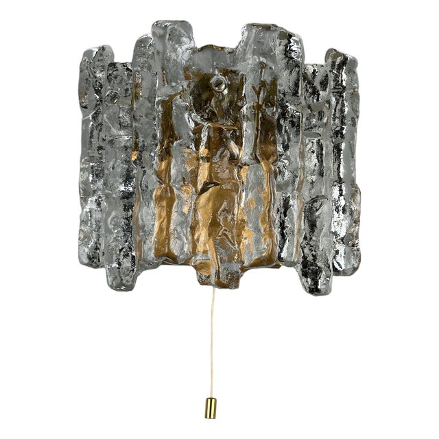 Vintage Ice Glass Wall Lamp by J.T. Kalmar, 1970s For Sale