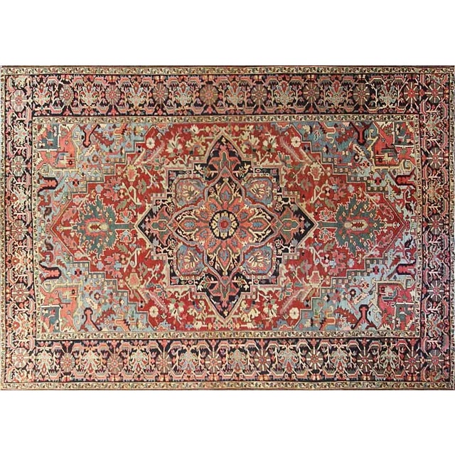 Size 11 ft 7 in x 8 ft 3 in Description ANTIQUE handmade northwest PERSIAN HERIZ carpet. Circa date: 1920. With...