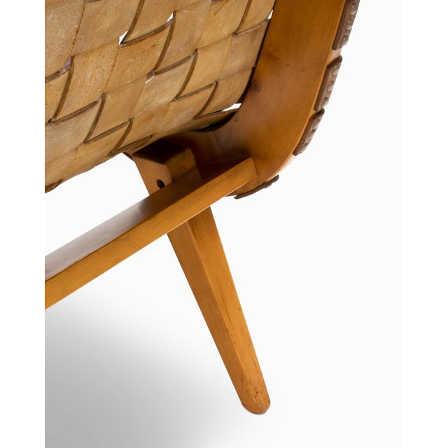 Vintage Mid Century "Model 654" Leather Chair and Ottoman by Jens Risom For Sale In Los Angeles - Image 6 of 14