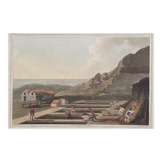 1814 Yorkshire England Alum Works Hand Colored Engraving For Sale