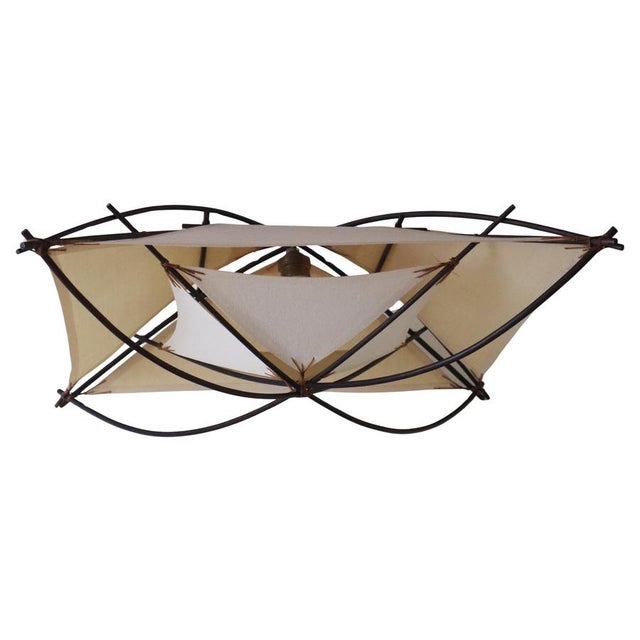Mid-Century Modern Architectural Ceiling Light in Bamboo and Textile, 1970s For Sale - Image 16 of 16
