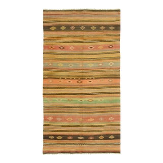 Vintage Turkish Handwoven Kilim Area Rug, 5ft 4in X 9ft 5in For Sale