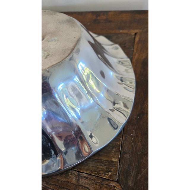 Vintage Mexican Polished Aluminum Scallop Shell Bowl, Attributed to Old Town Imports For Sale - Image 13 of 14