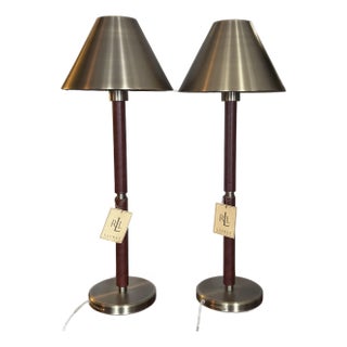 Pair of Ralph Lauren Campaign-Style Table Lamps For Sale