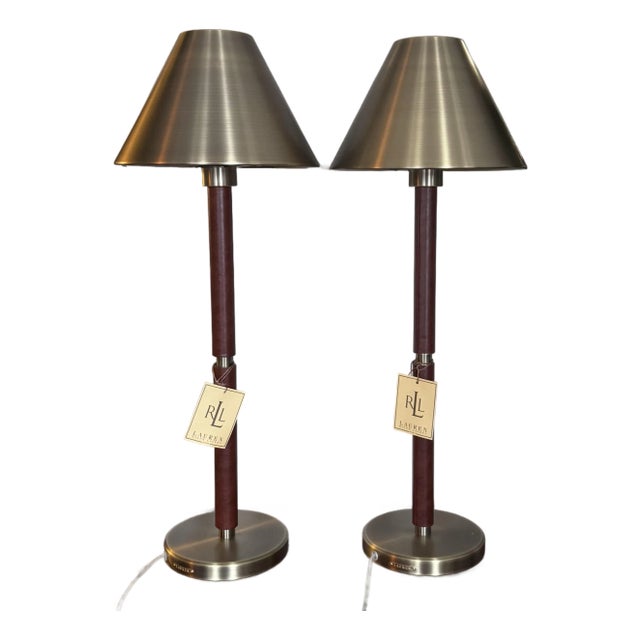 Pair of Ralph Lauren Campaign-Style Table Lamps For Sale