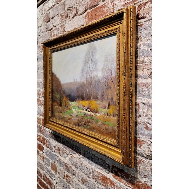 Blue Clifton Wheeler - 1922 Autumn Landscape in Indiana - Oil Painting For Sale - Image 8 of 12