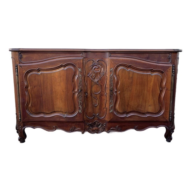 French 19th Century Louis XV Provincial Solid Walnut Two Door Buffet For Sale