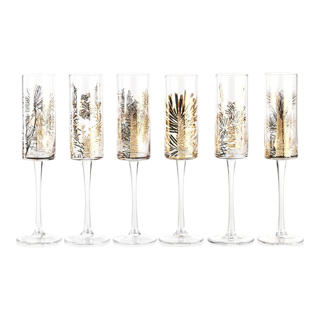 Festivity Champagne Flutes, Set of 6 For Sale