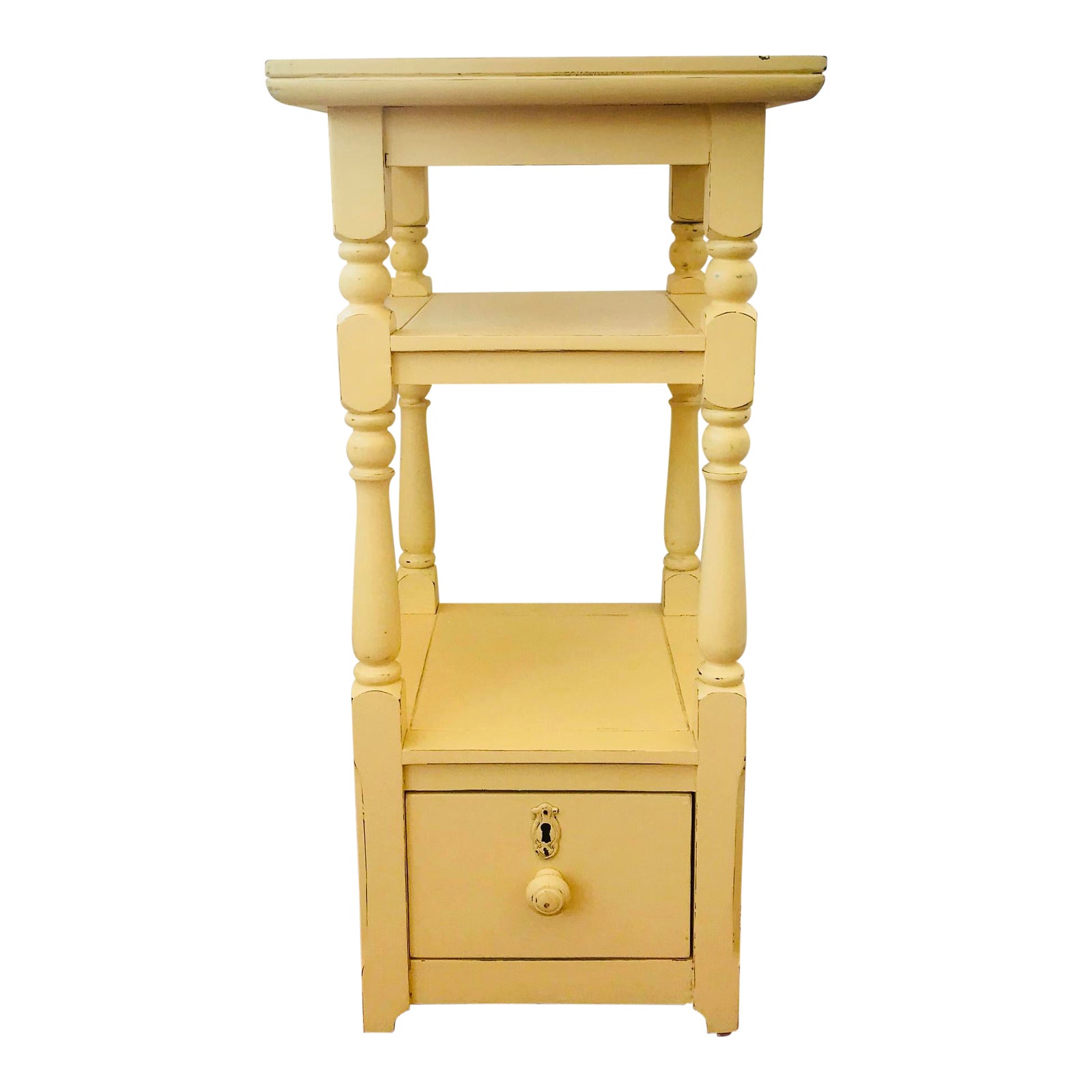 Country Cottage Narrow Nightstand In Buttercream Yellow Chairish