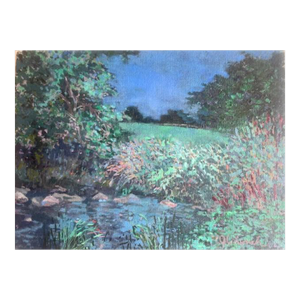 Late 20th Century Impressionist Landscape: "Lush Brook" by j.c. Lynch