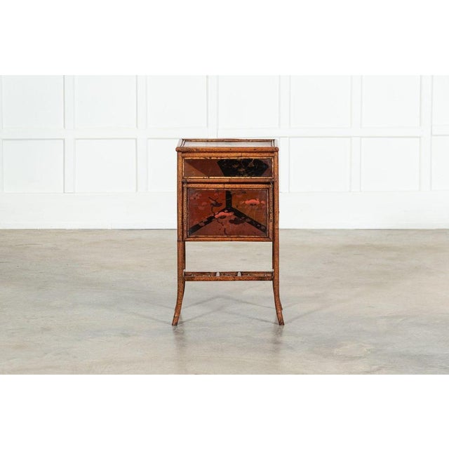 1870 19th Century French Bamboo & Lacquer Work Table. W48 x D28 x H76 cm Weight 5 kg.