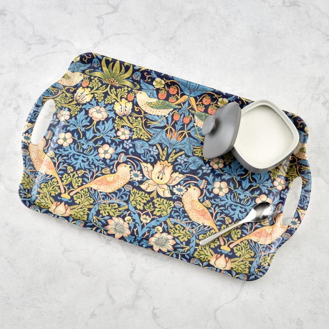 2020s Spode Morris & Co Strawberry Thief Blue Melamine Large Handled Tray For Sale - Image 5 of 5