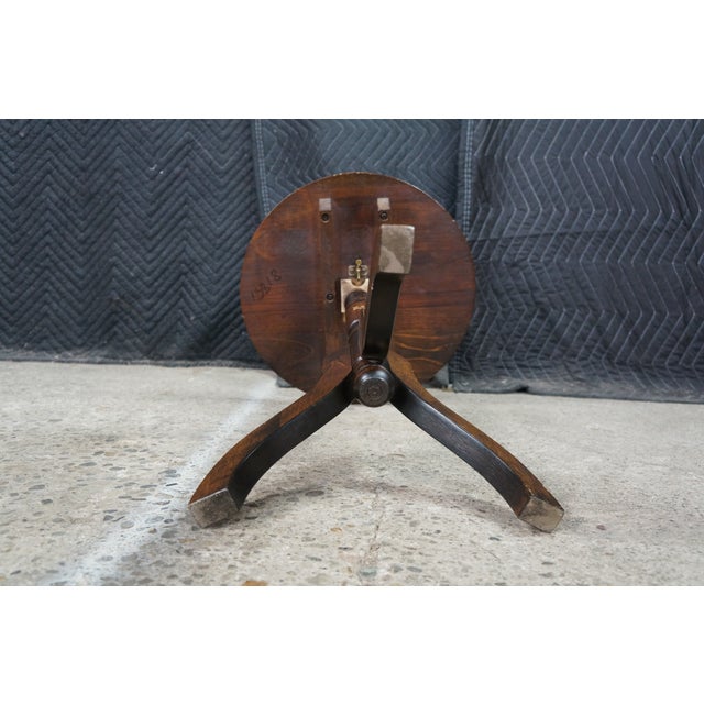 Vintage Federal Style Teak Stenciled Round Tilt Top Side Accent Table For Sale - Image 11 of 17