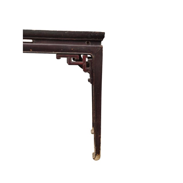 Coffee Early 19th Century Chinese Elm Console Table With Carved Spandrels For Sale - Image 8 of 9
